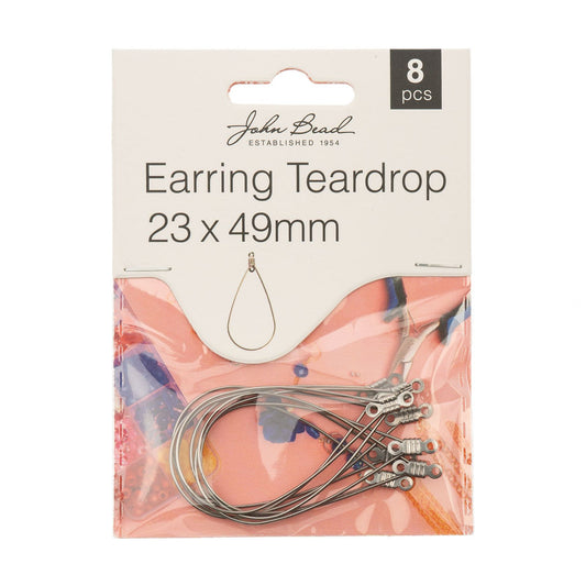 Silver Color Teardrop Earring Findings – 23x49mm – 8 Pieces | The Pink Bead Shop Canada