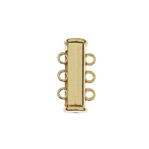 Gold Tube Slide Clasp with 3-Strands 2pc | The Pink Bead Shop Canada