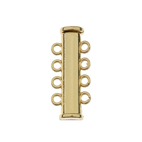 Gold Tube Slide Clasp with 4-Strands 2pc | The Pink Bead Shop Canada