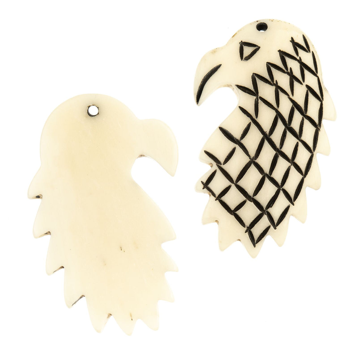 Carved Bone Eagle Head Pendant – Burnt White Finish | The Pink Bead Shop Canada