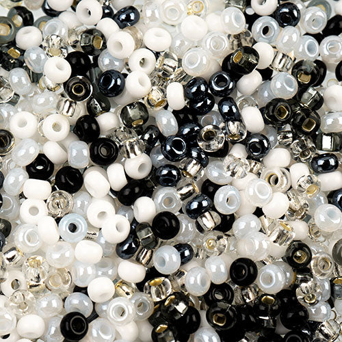 Czech Seed Beads John Bead apx 24g Vial 8/0 Black/White Mix 0573