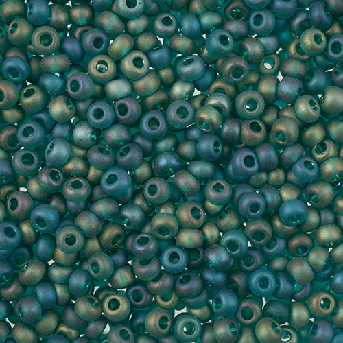 Czech Seed Beads John Bead apx 24g Vial 8/0 Transparent AB Matt Green 0595