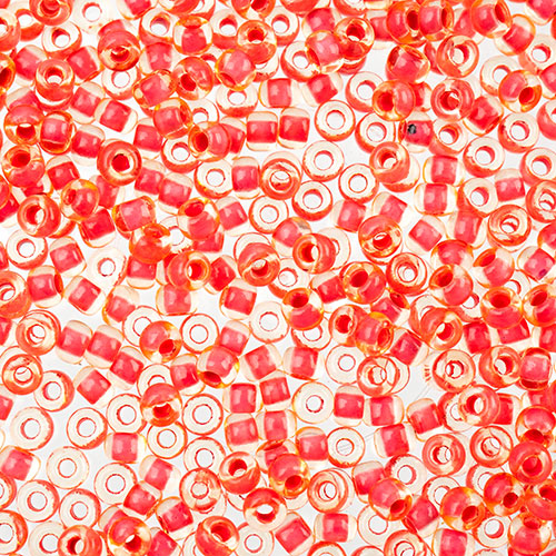 Czech Seed Beads John Bead apx 24g Vial 8/0 Transparent Yellow/Coral C/L Terra 0702