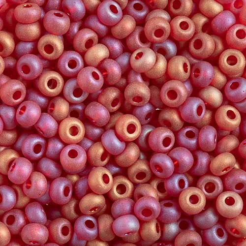 Czech Seed Beads John Bead apx 24g Vial 8/0 Transparent Dark Red AB Matt 0705