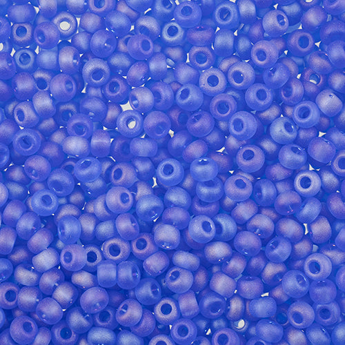 Czech Seed Beads John Bead apx 24g Vial 8/0 Transparent Blue AB Matt  0709