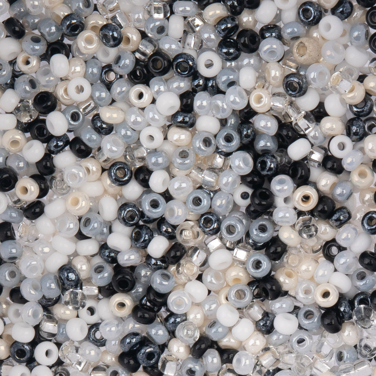 Czech Seed Beads Size 8/0 – Black & White Multi Mix – 22g Vial | The Pink Bead Shop Canada
