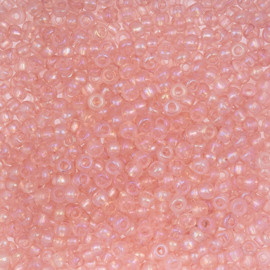 Czech Seed Beads 8/0 Transparent Light Pink Rainbow – Approx. 22g Vial | The Pink Bead Shop Canada