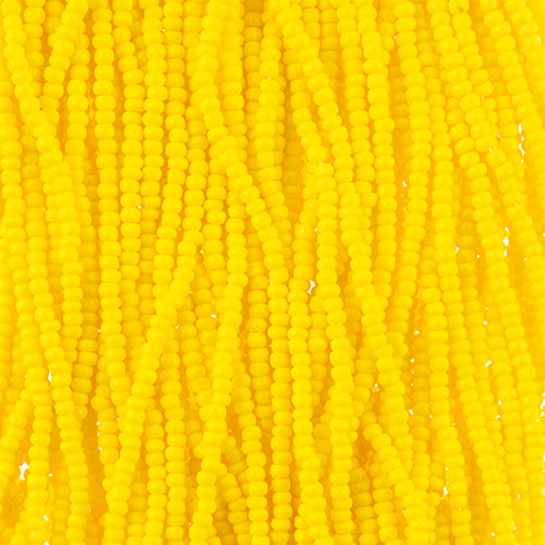 Czech Seed Beads 11/0 Cut Opaque Lemon Yellow Strung