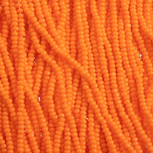 Czech Seed Bead 11/0 Cut Opaque Orange Strung