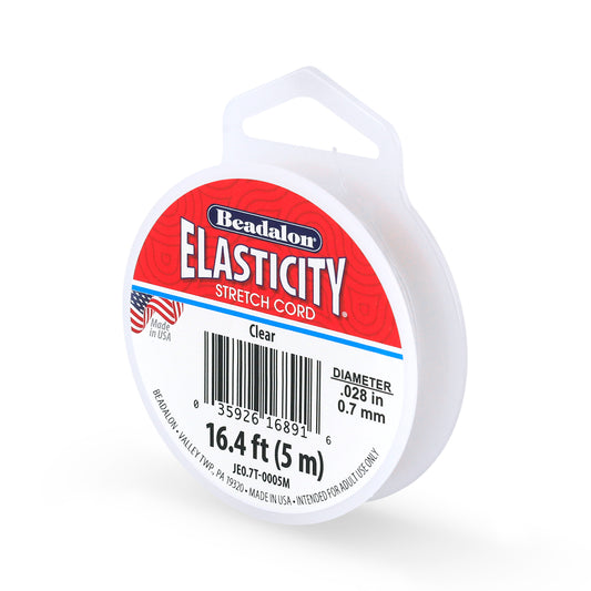 Beadalon Elasticity Stretch Cord – Clear 0.7mm (5m) The Pink Bead Shop