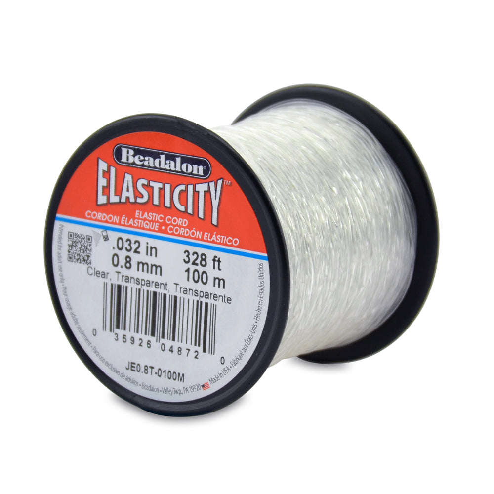 Beadalon Elasticity Stretch Cord – Clear 0.8mm (100m Spool) The Pink Bead Shop