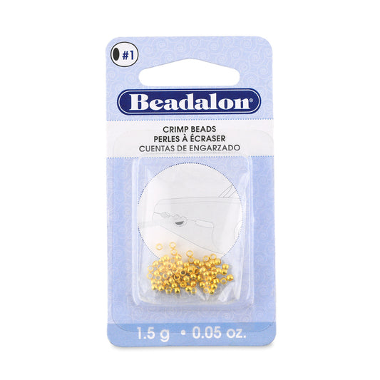Beadalon Gold Colour Crimp Beads Size #1 (1.3 mm I.D.) Approx. 100 Pieces | The Pink Bead Shop Canada