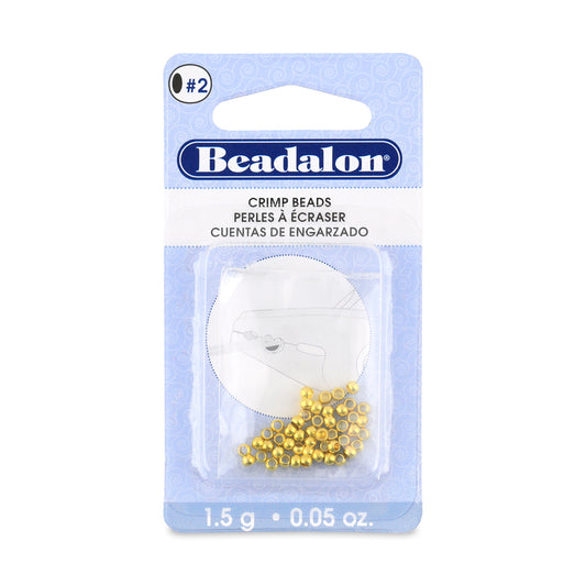 Beadalon Gold Colour Crimp Beads Size #2 (1.5 mm I.D.) Approx. 45 Pieces | The Pink Bead Shop Canada