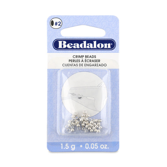 Beadalon Silver Plated Crimp Beads Size #2 (1.5 mm I.D.) Approx. 45 Pieces | The Pink Bead Shop Canada