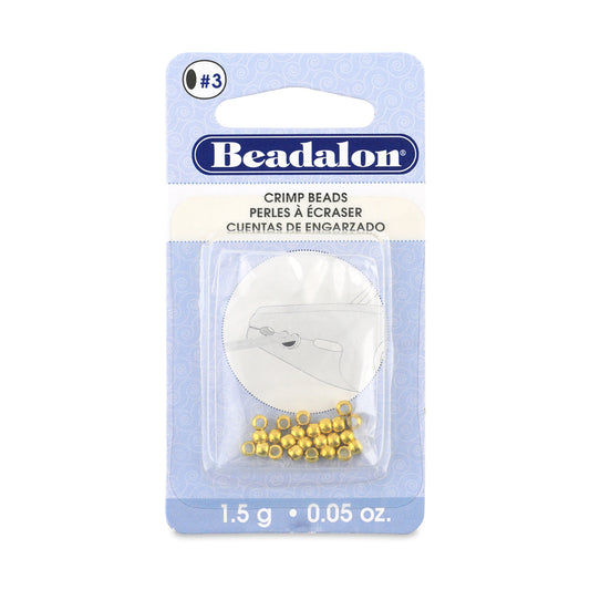 Beadalon Gold Colour Crimp Beads Size #3 (1.8 mm I.D.) Approx. 27 Pieces | The Pink Bead Shop Canada