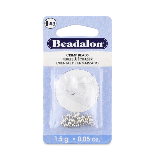 Beadalon Silver Plated Crimp Beads Size #3 (1.8 mm I.D.) Approx. 27 Pieces | The Pink Bead Shop Canada