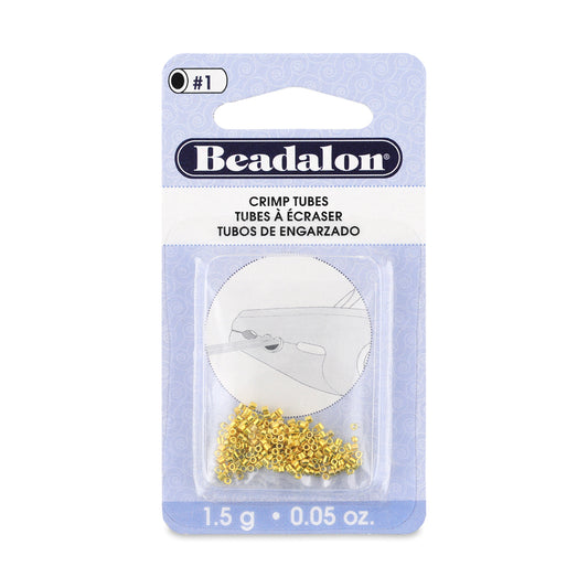 Beadalon Gold Color Crimp Tubes Size #1 (0.8 mm I.D.) Approx. 160 Pieces | The Pink Bead Shop Canada