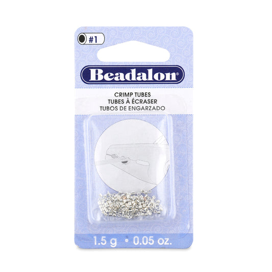 Beadalon Silver Plated Crimp Tubes Size #1 (0.8 mm I.D.) Approx. 160 Pieces | The Pink Bead Shop Canada