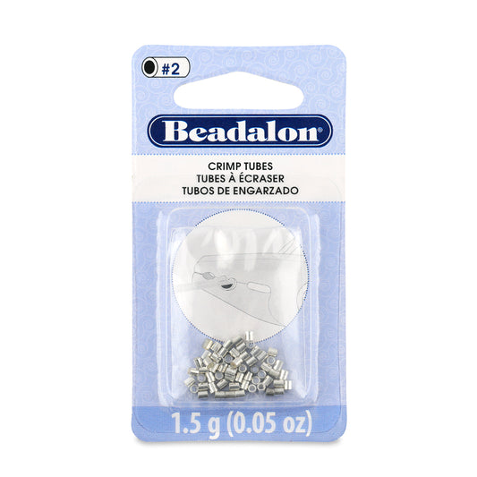 Beadalon Silver Plated Crimp Tubes Size #2 (1.3 mm I.D.) Approx. 46 Pieces | The Pink Bead Shop Canada