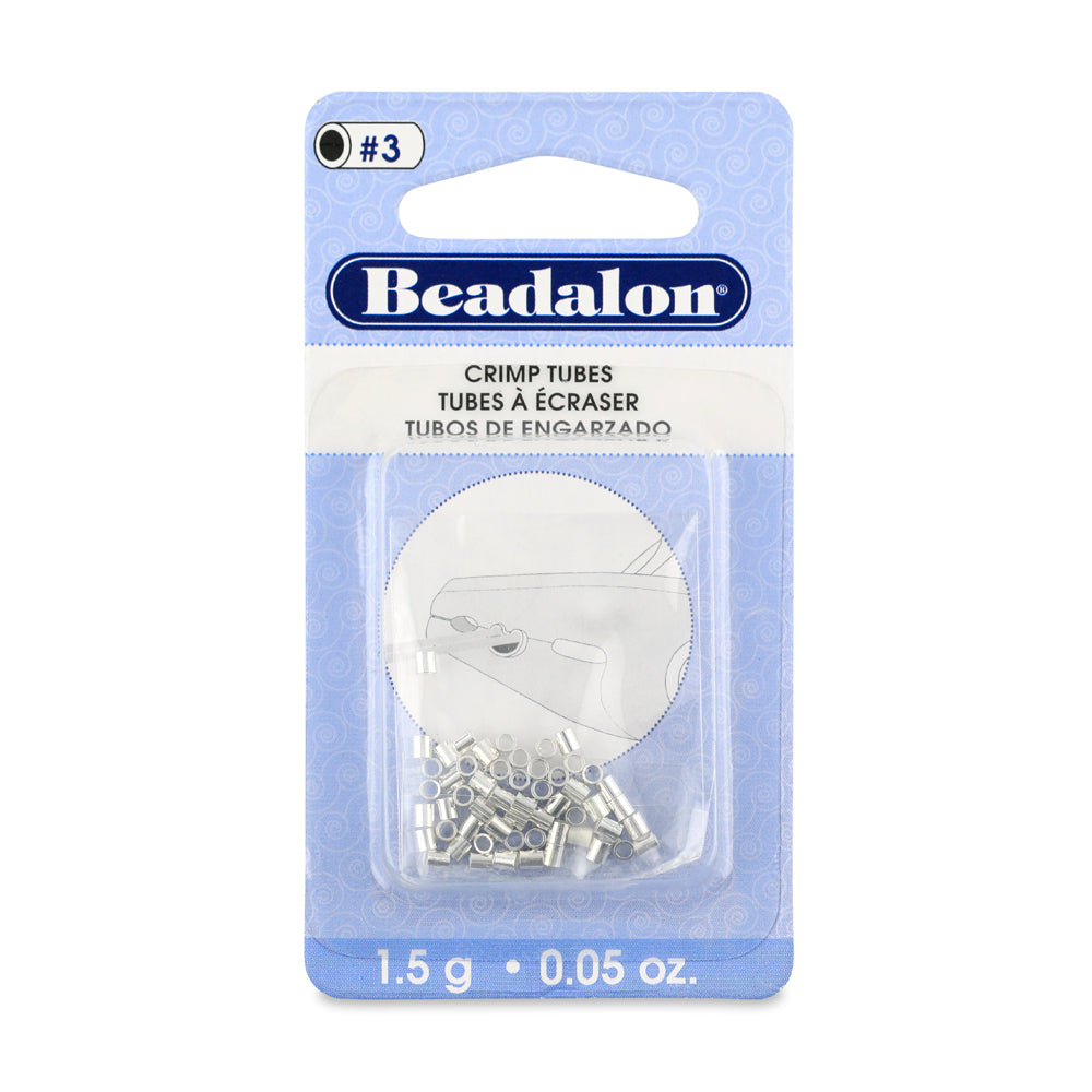 Beadalon Silver Plated Crimp Tubes Size #3 (1.5 mm I.D.) Approx. 51 Pieces | The Pink Bead Shop Canada
