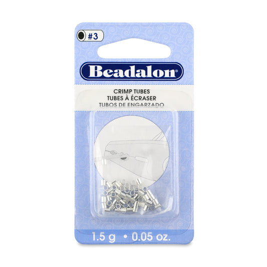 Beadalon Silver Plated Crimp Tubes Size #3 (1.5 mm I.D.) Approx. 51 Pieces | The Pink Bead Shop Canada