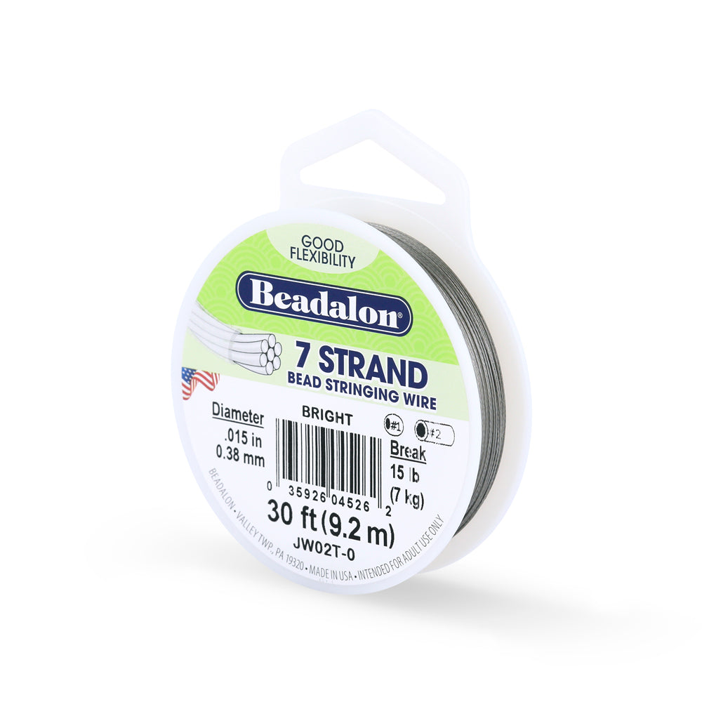 Beadalon 7 Strand Stainless Steel Bead Stringing Wire .015in (0.38mm) Bright 30ft (9.2m) | The Pink Bead Shop Canada