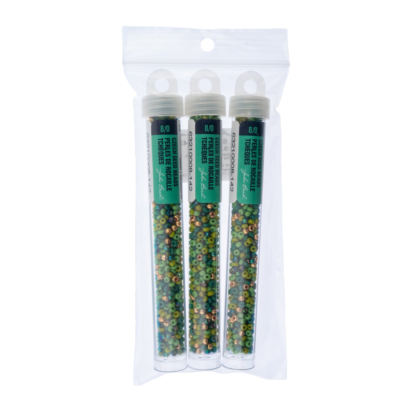 Czech Seed Beads 8/0 – Multi Green Mix (22g Vial Set) | The Pink Bead Shop Canada