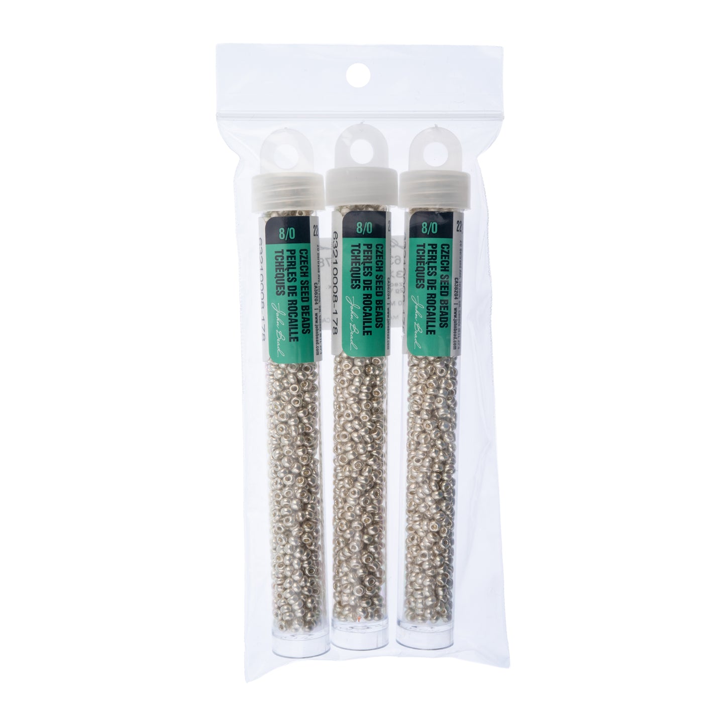 Czech Seed Beads 8/0 – Metallic Silver (22g Vial) | The Pink Bead Shop Canada