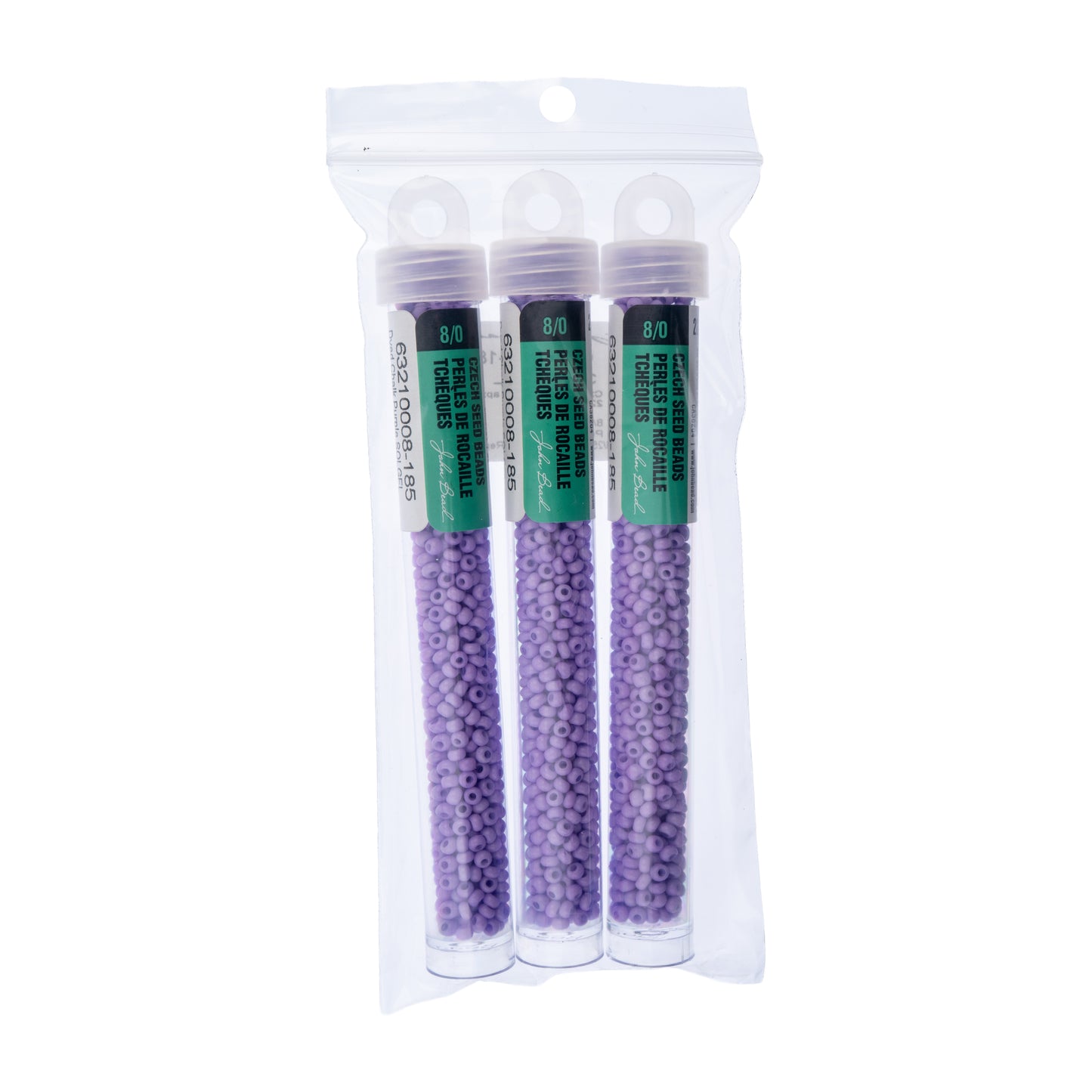Czech Seed Beads 8/0 – Dyed Chalk Purple (22g Vial) | The Pink Bead Shop Canada