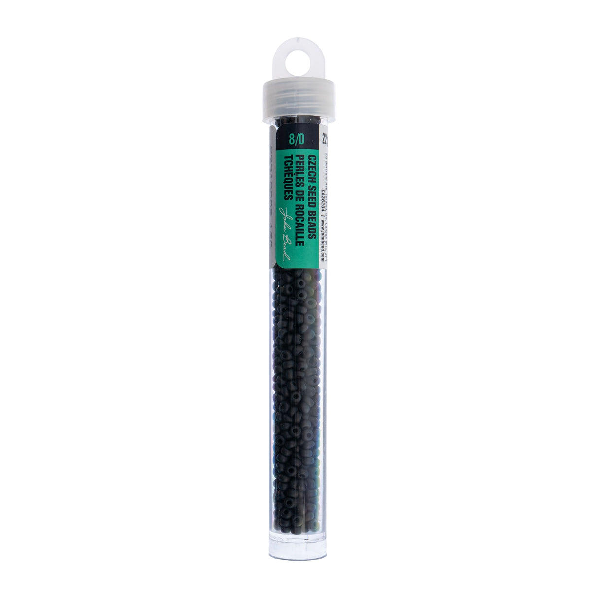 Czech Seed Beads Size 8/0 – Opaque Black Matte 22g Vial | The Pink Bead Shop Canada