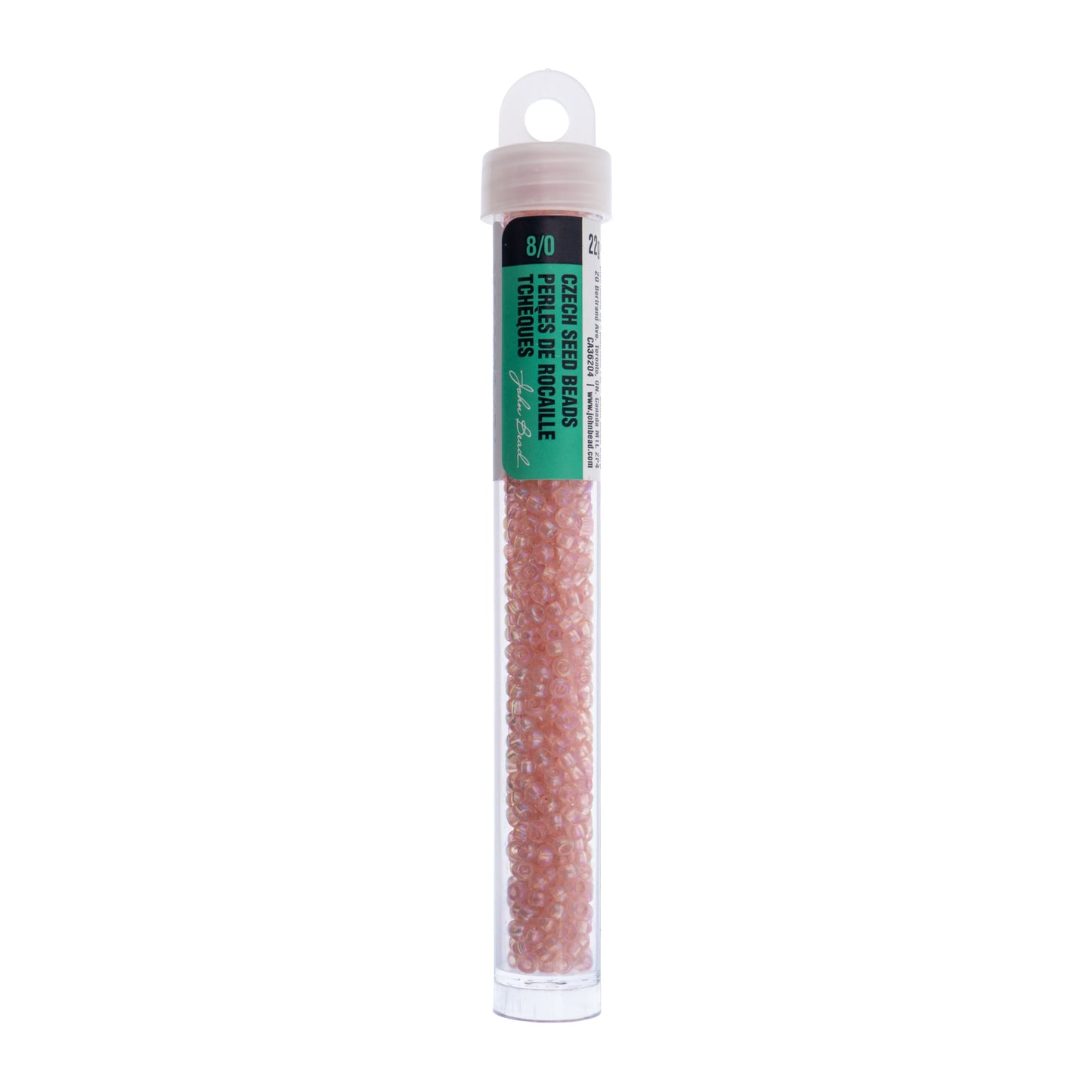 Czech Seed Beads 8/0 Transparent Light Pink Rainbow – Approx. 22g Vial | The Pink Bead Shop Canada