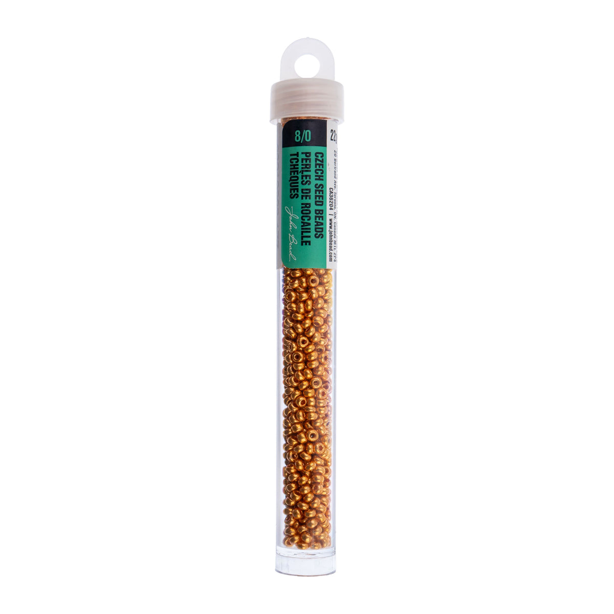 Czech Seed Beads Size 8/0 Metallic Gold – 22g Vial | The Pink Bead Shop Canada