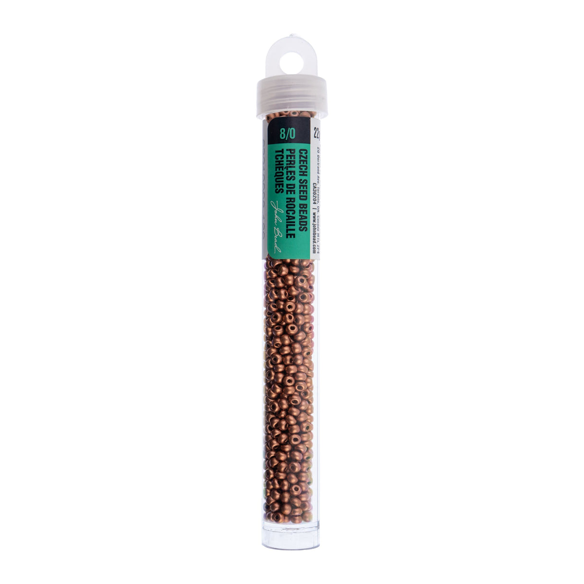 Czech Seed Beads Size 8/0 Metallic Light Copper – 22g Vial | The Pink Bead Shop Canada