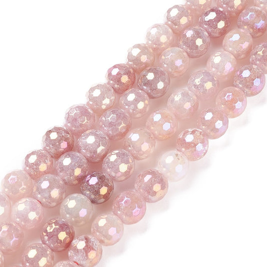 Strawberry Quartz Electroplated Faceted 8mm