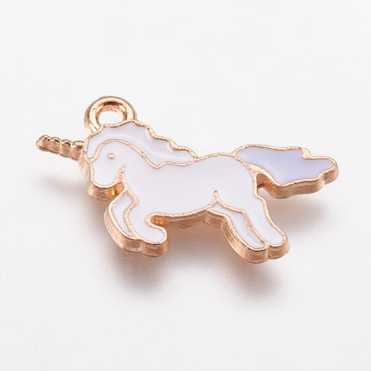 Unicorn Enamel Charm Sky Blue, Pink, Red, Purple 2PK