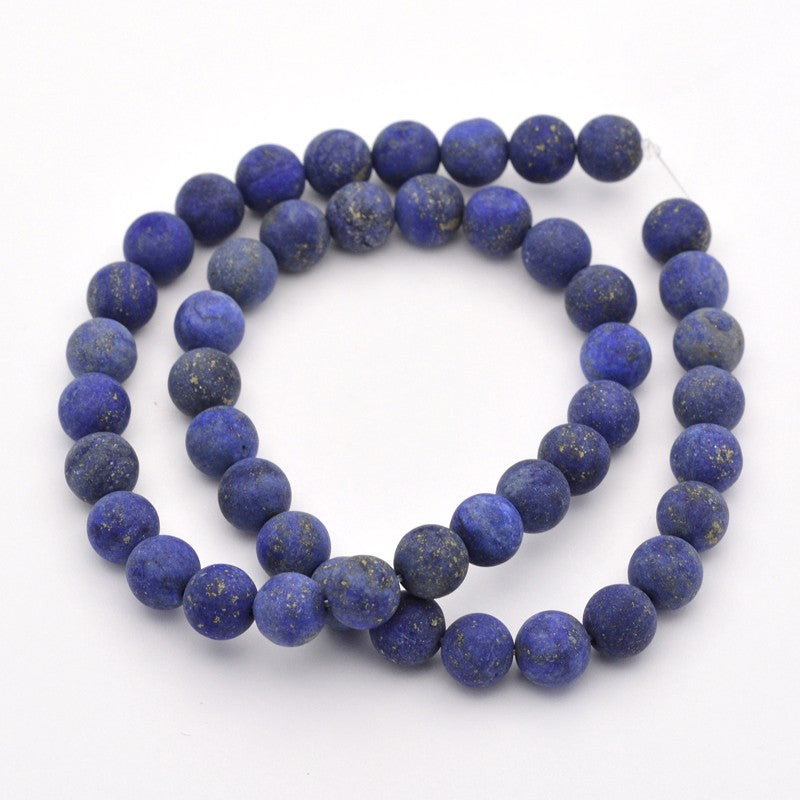 Natural Lapis Lazuli Round Beads Strands, Frosted, Dyed Size: about 8mm