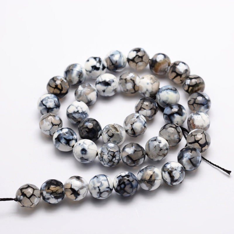 Dyed Natural Agate Faceted Round Beads Strands, Dark Gray 8mm